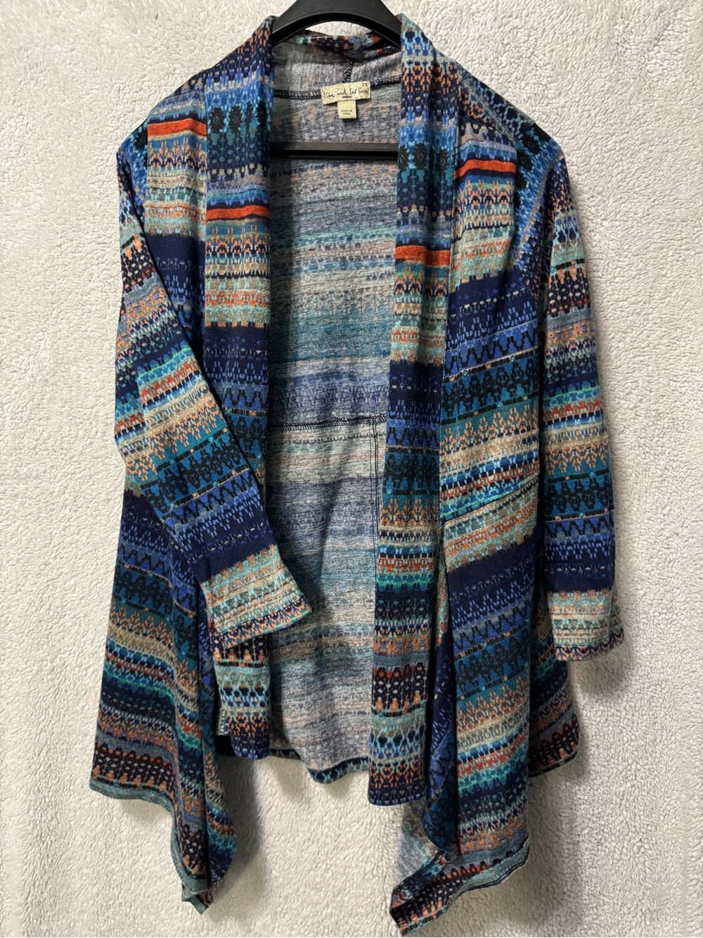 Vintage Havana Blue Multi-Striped Open Cardigan